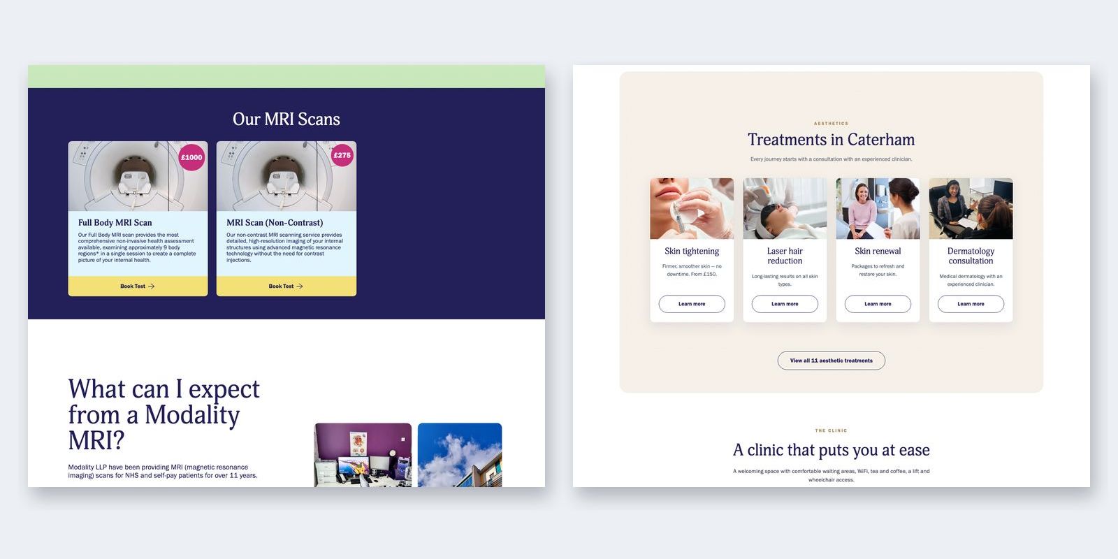 MRI scans on Modality's national site, and treatments in Caterham on the Surrey child site